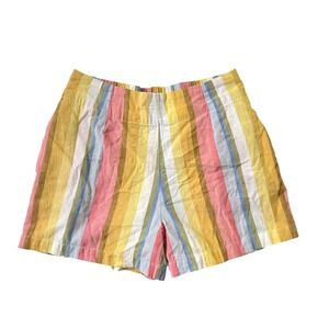 Billabong Shorts Women Medium Rainbow Striped Beach Boho Casual Elastic Waist
